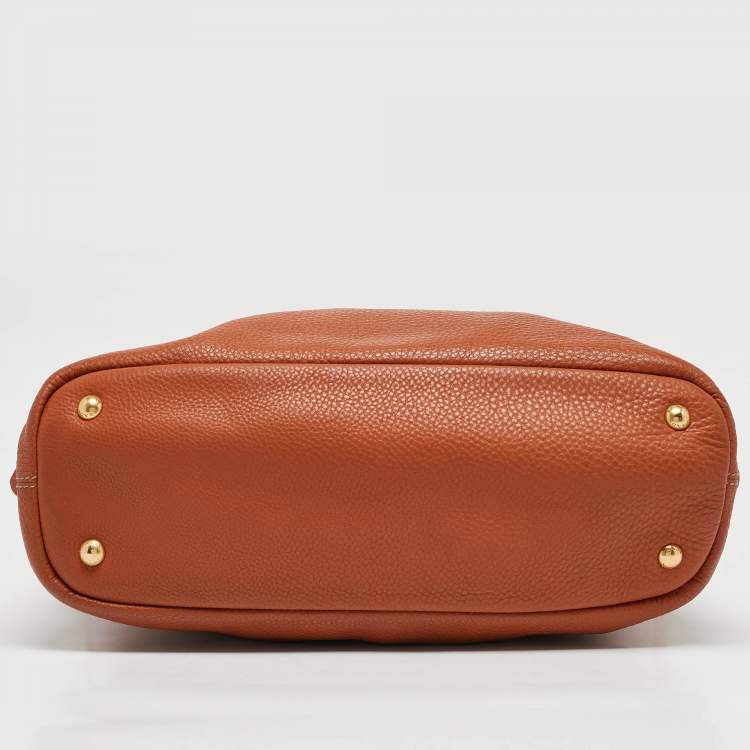 مملوكة مسبقًا Prada Brown Vitello Daino Leather Side Zip Tote