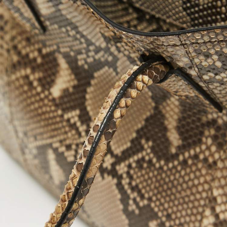 مملوكة مسبقًا Prada Beige Python Medium Double Handle Tote
