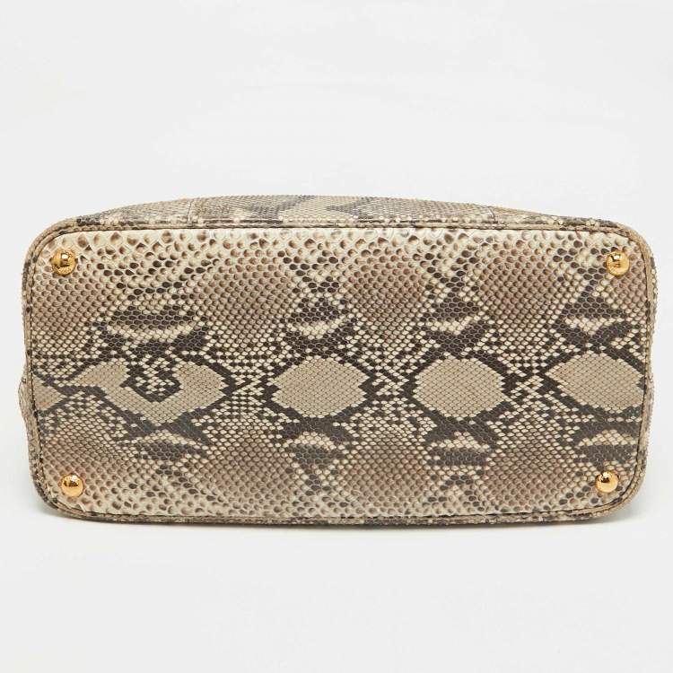 مملوكة مسبقًا Prada Beige Python Medium Double Handle Tote