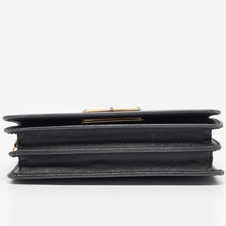 Pre Owned Prada Black Saffiano Leather Wallet on Chain