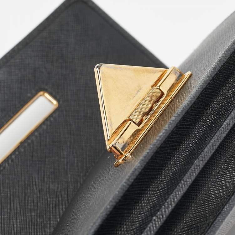 Pre Owned Prada Black Saffiano Leather Wallet on Chain