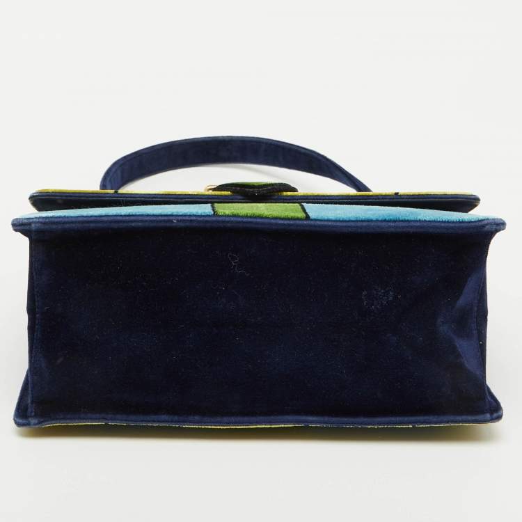 Pre Owned Prada Multicolor Velvet Trompe L'oeil Cahier Flap Top Handle Bag