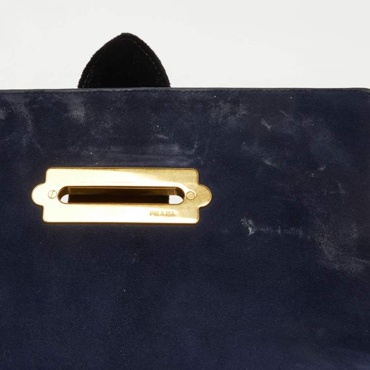 Pre Owned Prada Multicolor Velvet Trompe L'oeil Cahier Flap Top Handle Bag