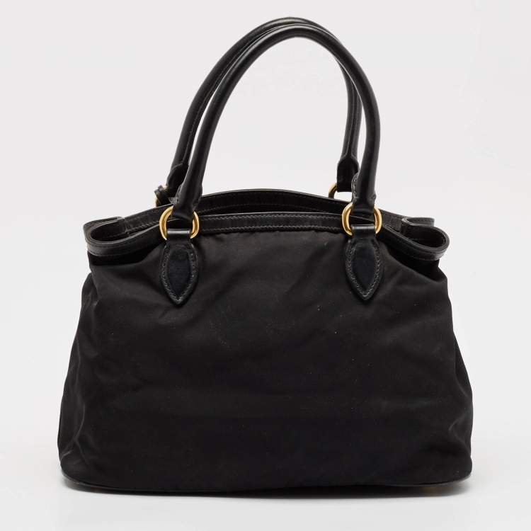 Pre Owned Prada Black Nylon and Leather Top Handle Bag
