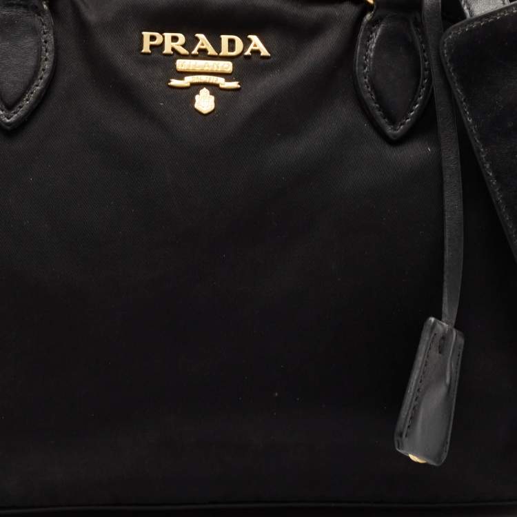 Pre Owned Prada Black Nylon and Leather Top Handle Bag