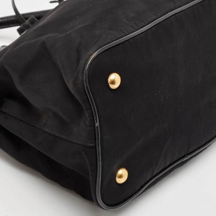 Pre Owned Prada Black Nylon and Leather Top Handle Bag