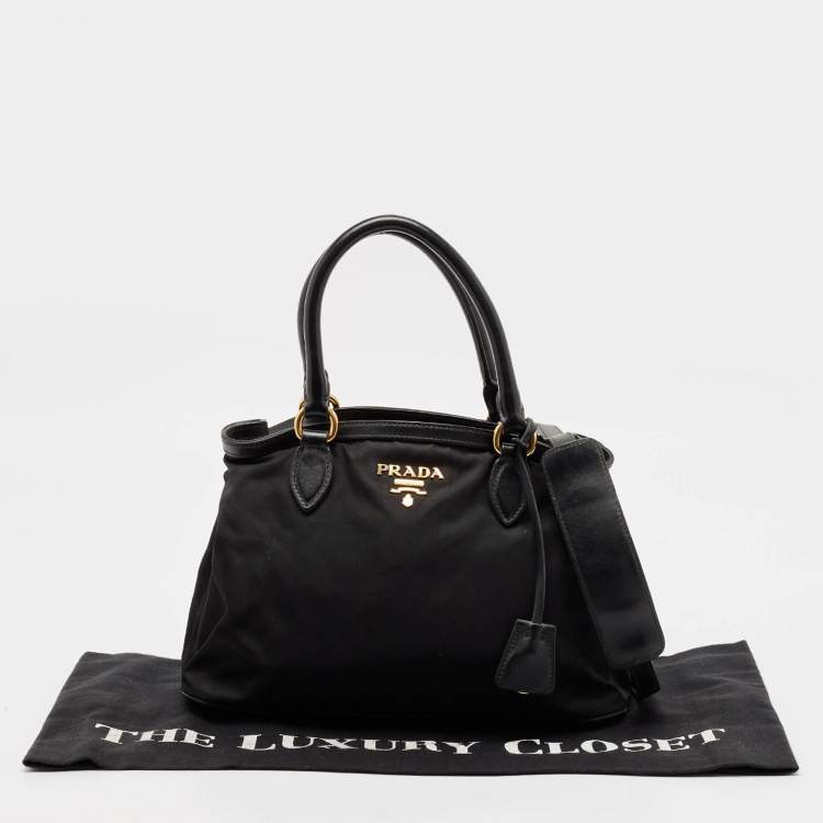 Pre Owned Prada Black Nylon and Leather Top Handle Bag