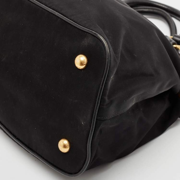 Pre Owned Prada Black Nylon and Leather Top Handle Bag