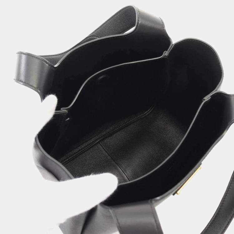 Pre Owned Prada Black Leather Soft Grain Tote Bag