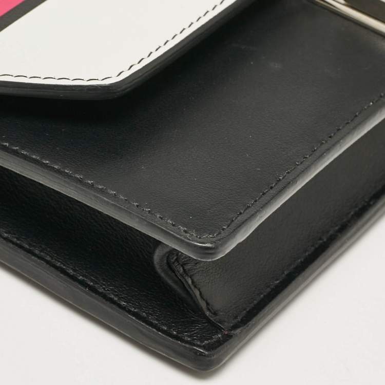 Pre Owned Prada Black/Pink Leather Elektra Wallet On Chain