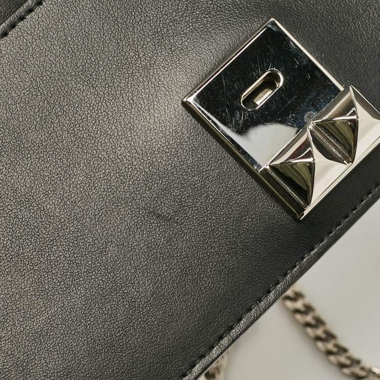 Pre Owned Prada Black/Pink Leather Elektra Wallet On Chain