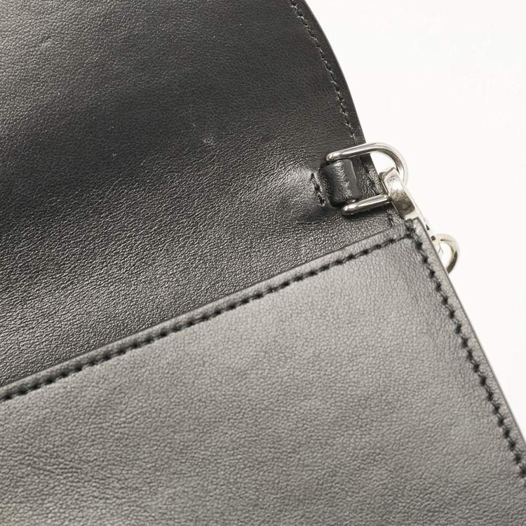 Pre Owned Prada Black/Pink Leather Elektra Wallet On Chain