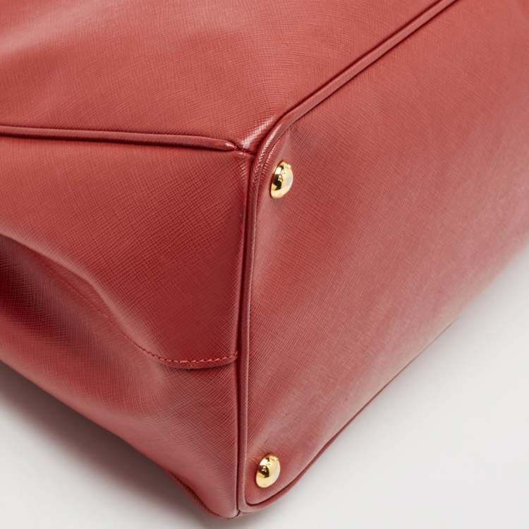 Pre Owned Prada Red Saffiano Lux Leather Large Galleria Open Tote