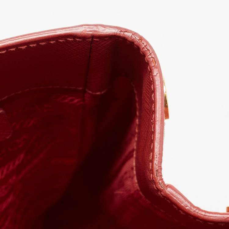 Pre Owned Prada Red Saffiano Lux Leather Large Galleria Open Tote