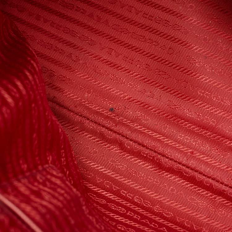 Pre Owned Prada Red Saffiano Lux Leather Large Galleria Open Tote