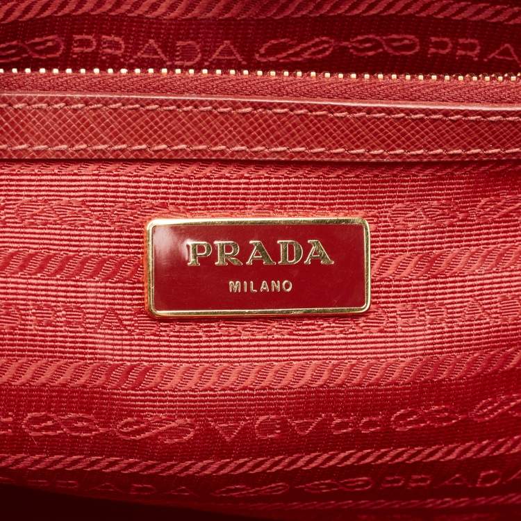 Pre Owned Prada Red Saffiano Lux Leather Large Galleria Open Tote