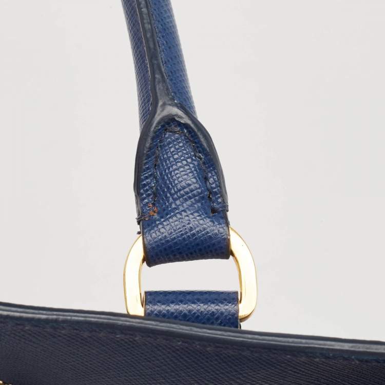 مملوكة مسبقًا Prada Navy Blue Saffiano Lux Leather Large Gardener's Tote