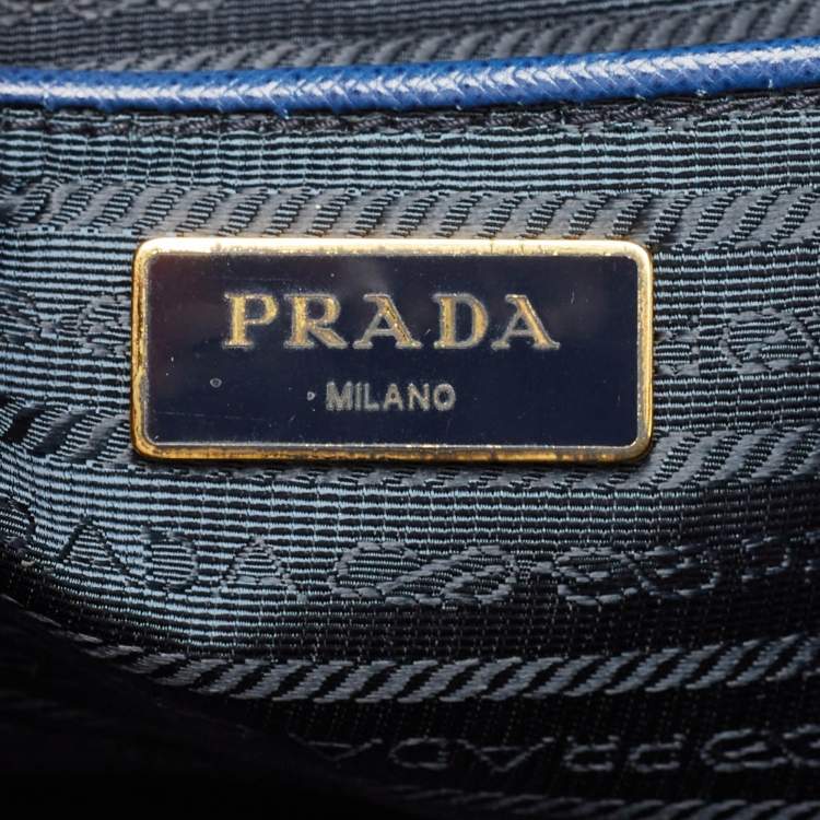 مملوكة مسبقًا Prada Navy Blue Saffiano Lux Leather Large Gardener's Tote