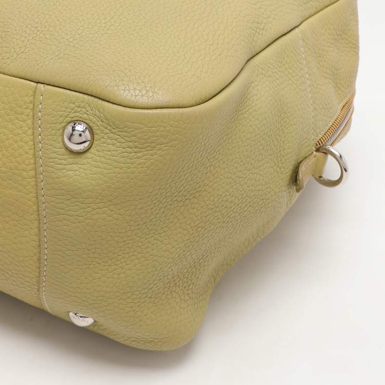 Pre Owned Prada Green Vitello Danio Leather Boston Bag