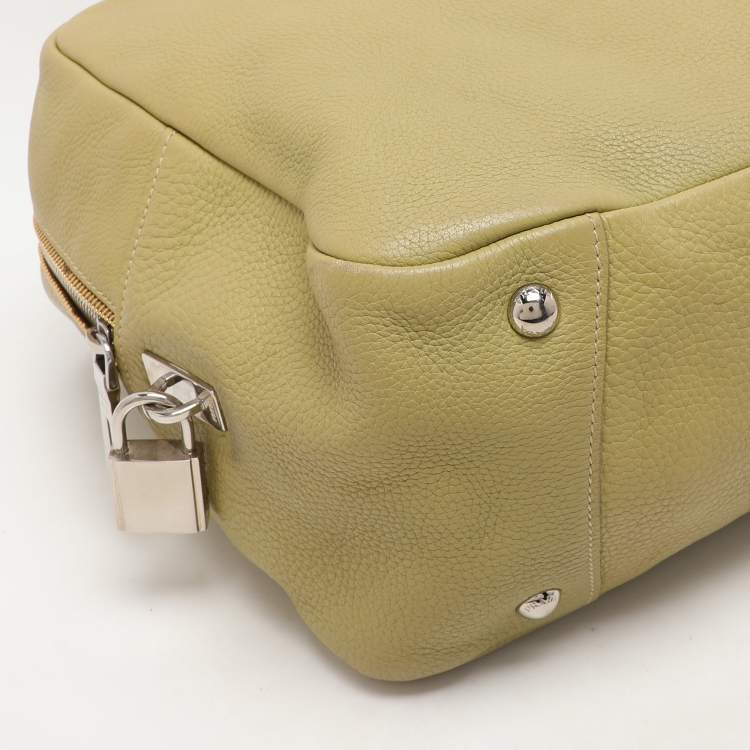 Pre Owned Prada Green Vitello Danio Leather Boston Bag