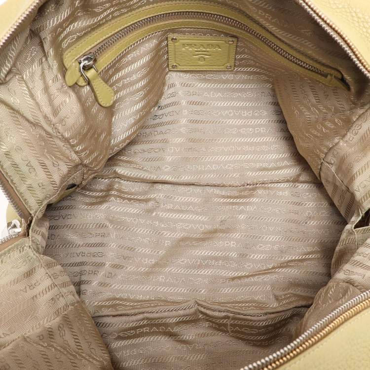 Pre Owned Prada Green Vitello Danio Leather Boston Bag