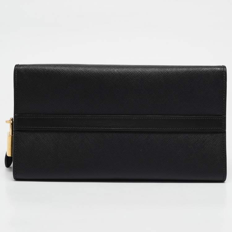Pre Owned Prada Black Saffiano Lux and City Leather Esplanade Tote