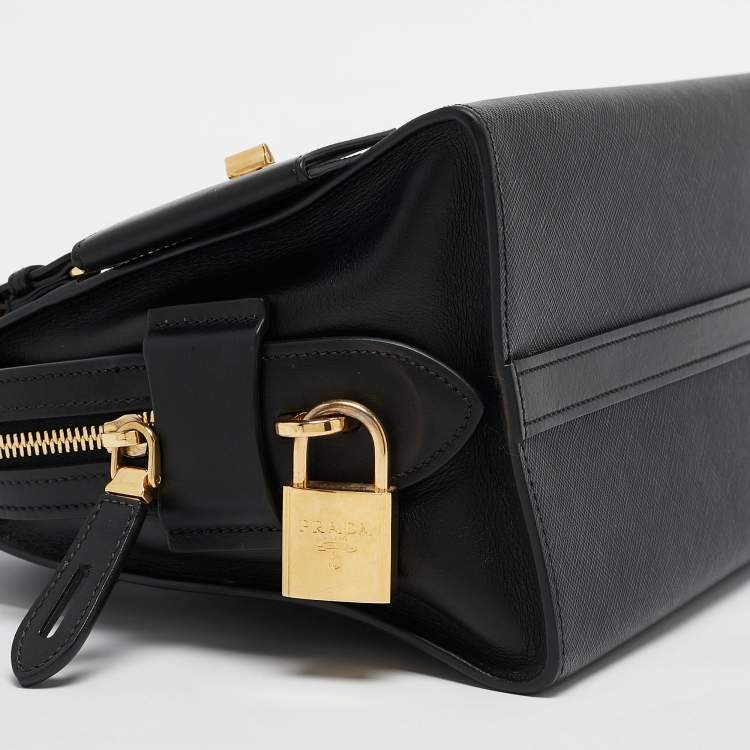Pre Owned Prada Black Saffiano Lux and City Leather Esplanade Tote