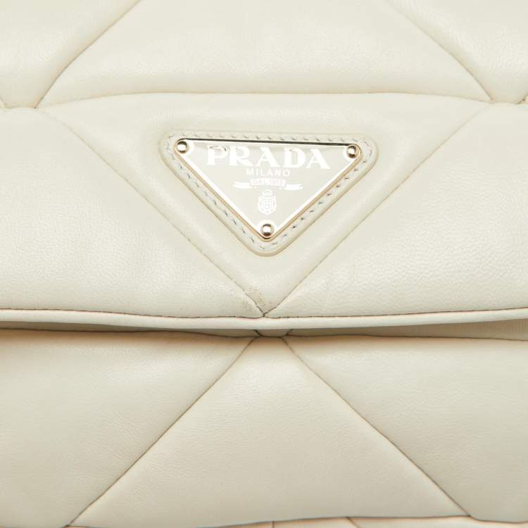 Pre Owned Prada White Leather Patchwork System Flap Crossbody Bag