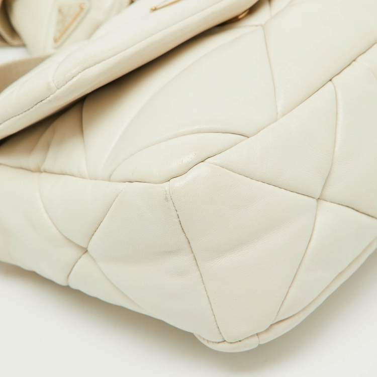 Pre Owned Prada White Leather Patchwork System Flap Crossbody Bag