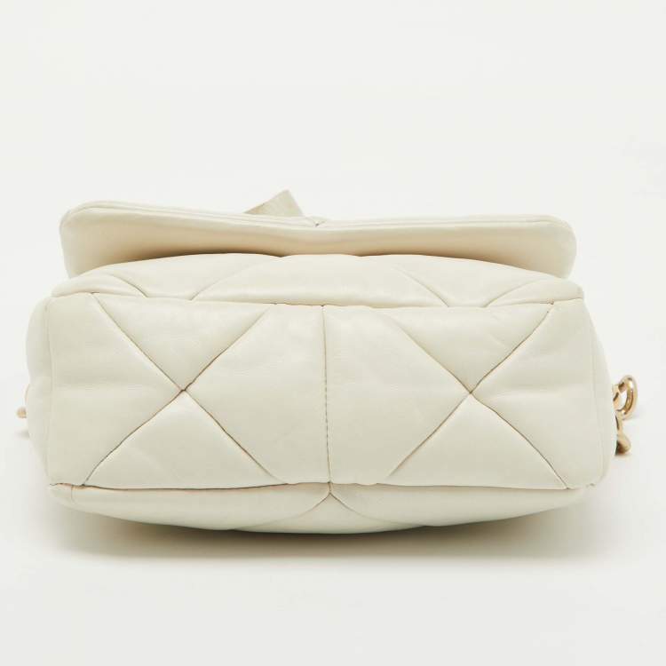 Pre Owned Prada White Leather Patchwork System Flap Crossbody Bag