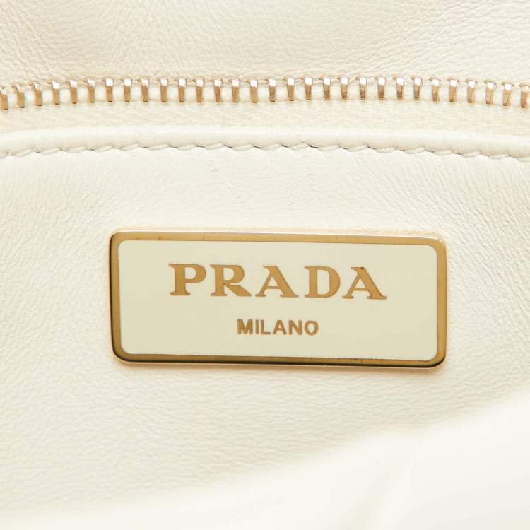 Pre Owned Prada White Leather Patchwork System Flap Crossbody Bag