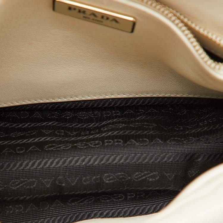 Pre Owned Prada White Leather Patchwork System Flap Crossbody Bag