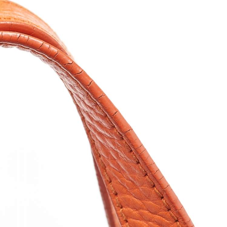 Pre Owned Prada Orange Leather Shopper Tote