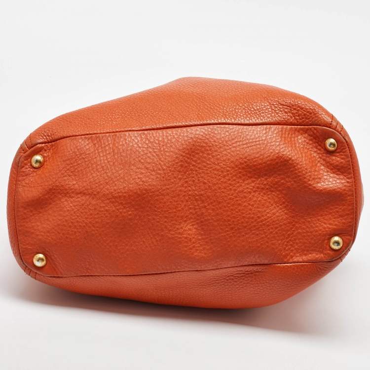 Pre Owned Prada Orange Leather Shopper Tote