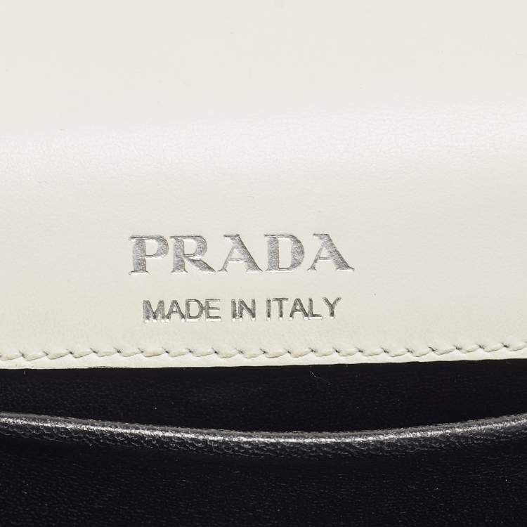 Pre Owned Prada Black/White City Calf Leather Sidonie Shoulder Bag