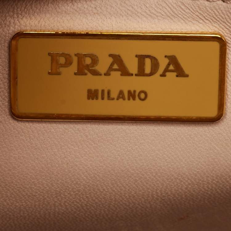 Pre Owned Prada Yellow Saffiano Lux Leather Pyramid Frame Satchel