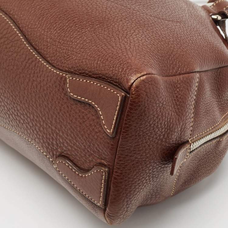 Pre Owned Prada Dark Brown Leather Bauletto Bag