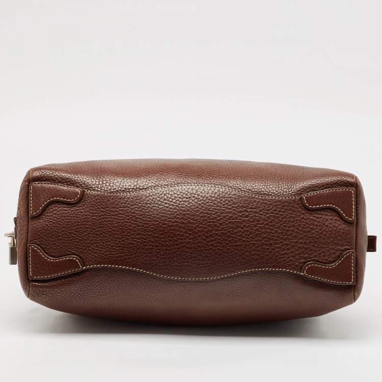 Pre Owned Prada Dark Brown Leather Bauletto Bag