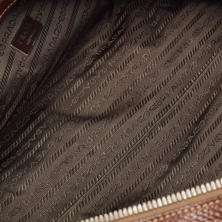 Pre Owned Prada Dark Brown Leather Bauletto Bag
