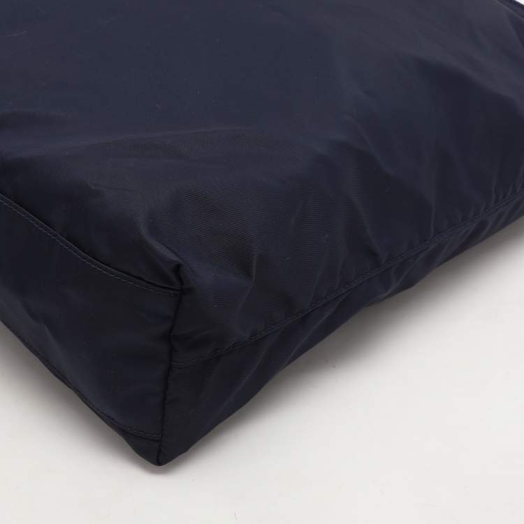 Pre Owned Prada Navy Blue Nylon Top Zip Tote