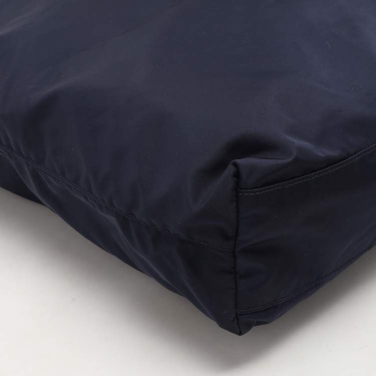 Pre Owned Prada Navy Blue Nylon Top Zip Tote