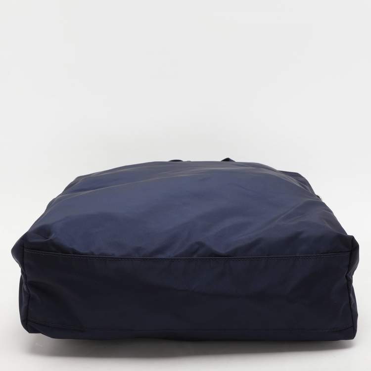 Pre Owned Prada Navy Blue Nylon Top Zip Tote