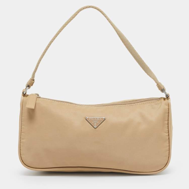 Pre Owned Prada Beige Nylon Pochette