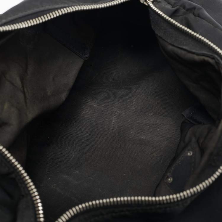 Pre Owned Prada Black Saffiano Leather and Nylon Triangle Logo Duffel Bag
