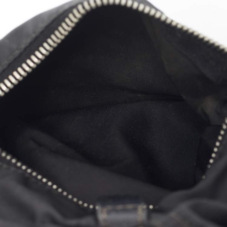 Pre Owned Prada Black Saffiano Leather and Nylon Triangle Logo Duffel Bag