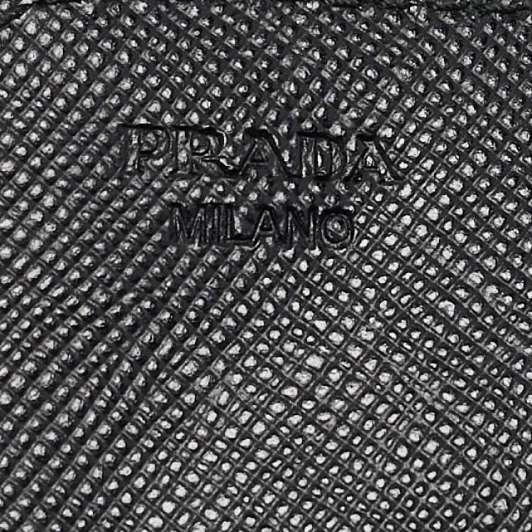 Pre Owned Prada Black Saffiano Metal Leather Card Case
