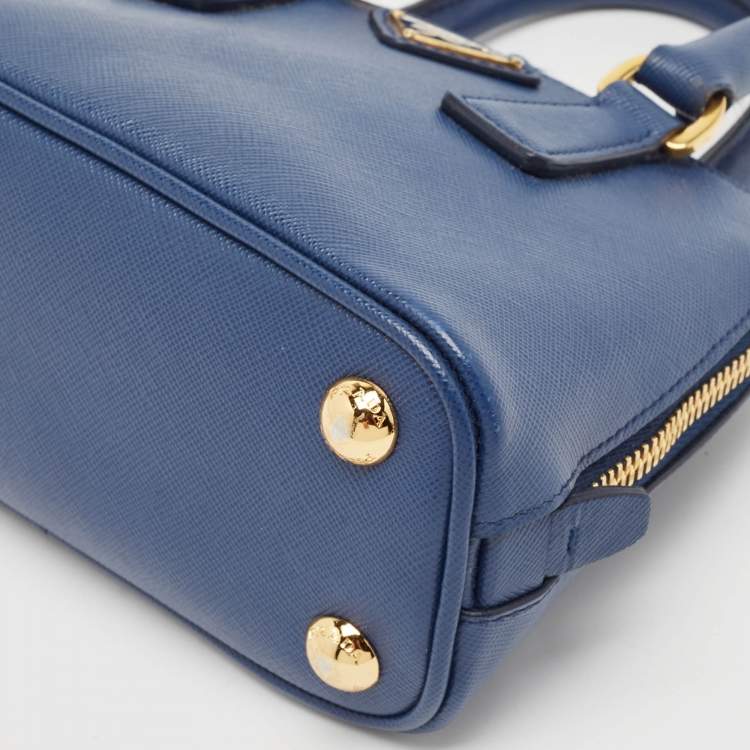 Pre Owned Prada Blue Saffiano Leather Mini Promenade Satchel