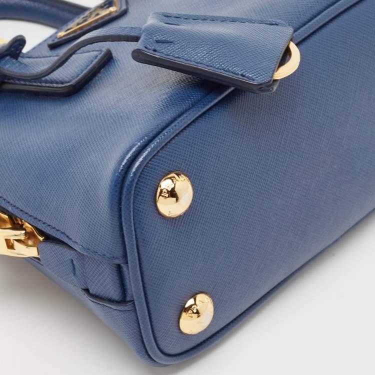 Pre Owned Prada Blue Saffiano Leather Mini Promenade Satchel