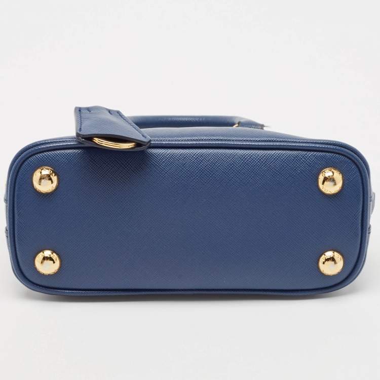 Pre Owned Prada Blue Saffiano Leather Mini Promenade Satchel