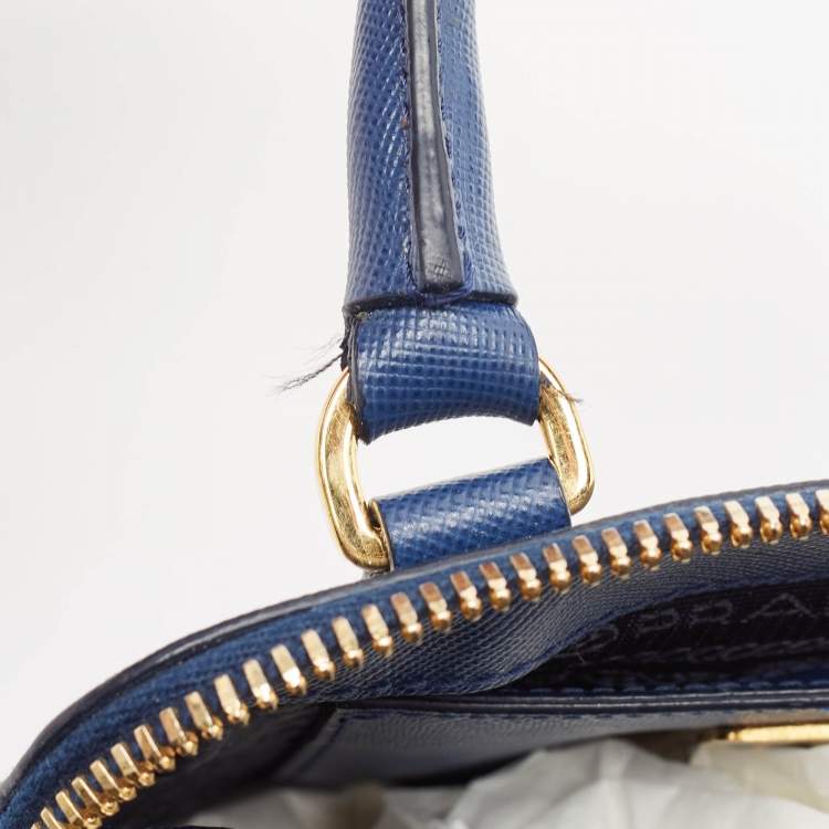 Pre Owned Prada Blue Saffiano Leather Mini Promenade Satchel
